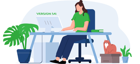 woman on computer with cat V54